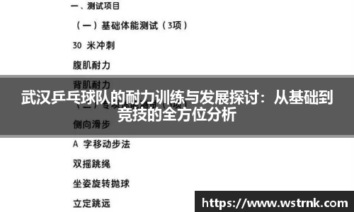 武汉乒乓球队的耐力训练与发展探讨：从基础到竞技的全方位分析